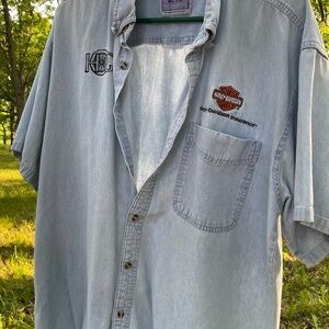 VINTAGE Harley-Davidson Jean  Casual Button Down Shirt